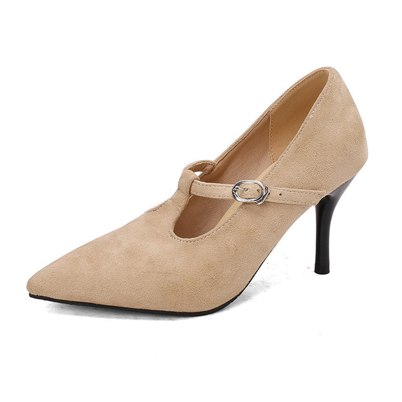 Leather Works Belt - Faux Suede Pumps Women High Heel