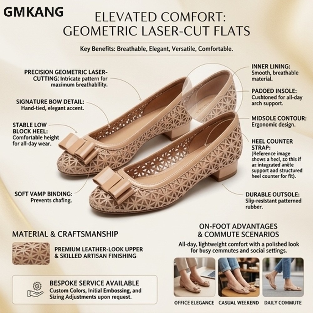 Women's Bow Pumps Geometric Cu - Leather Work Outfit review and price