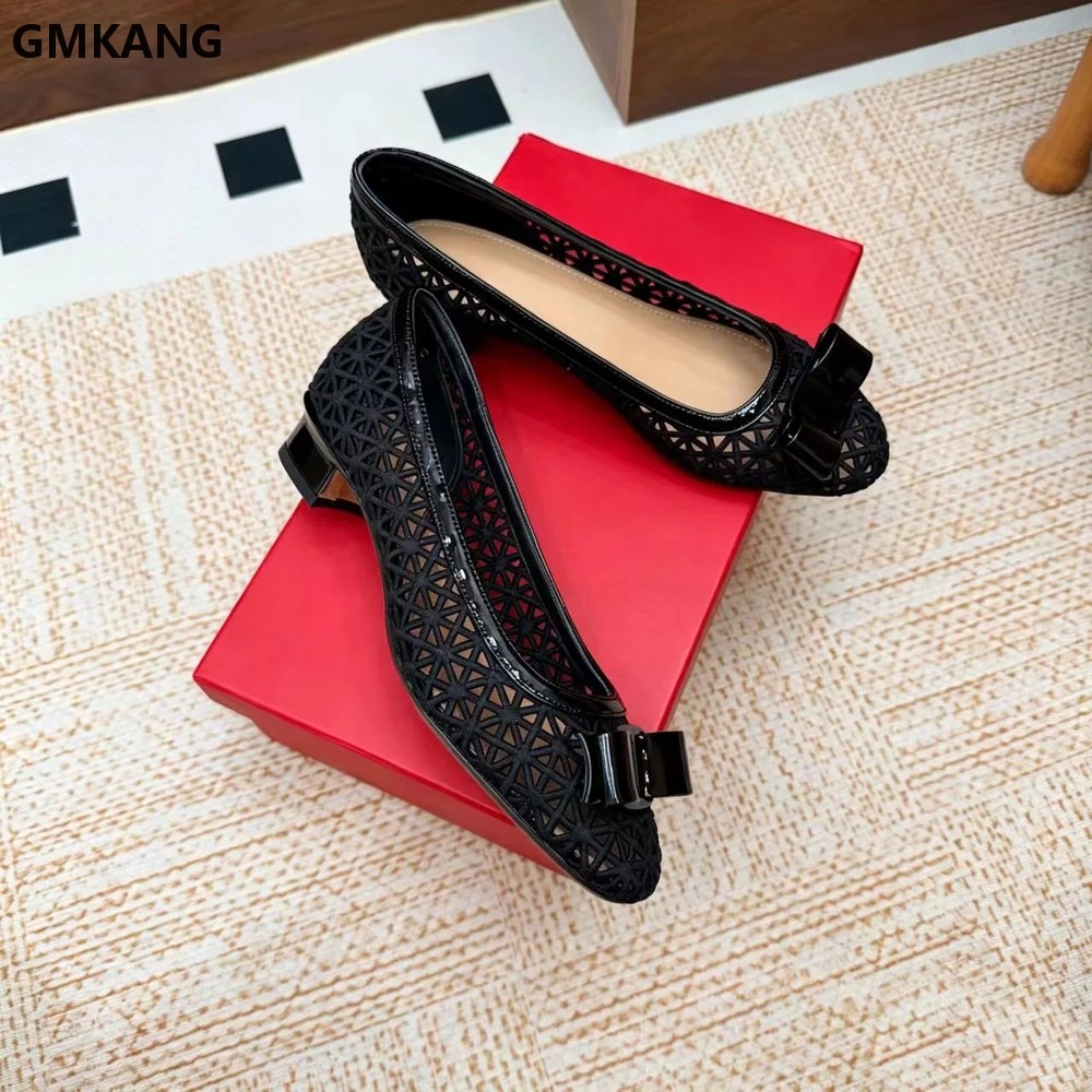Women's Bow Pumps Geometric Cu - Leather Work Outfit review and price