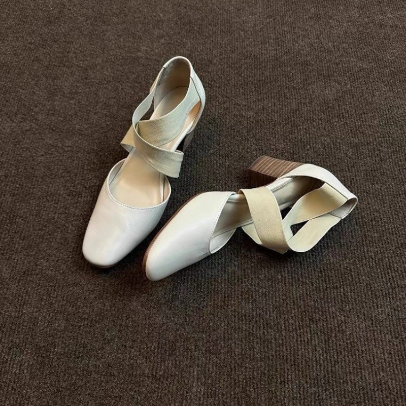 Women's Cross Strap Block Heel - Leather Work Outfit review and price