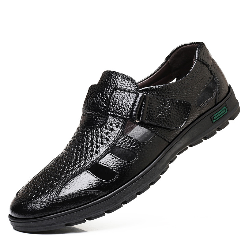 Men's Leather Sandals Hollow O - Leather Work Outfit review and price